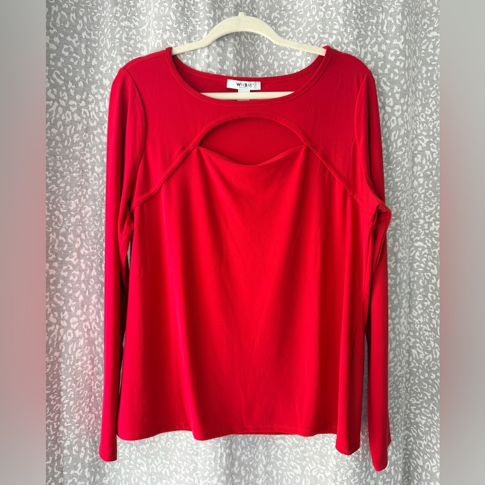 White House Black Market Vibrant Red Long Sleeve Top